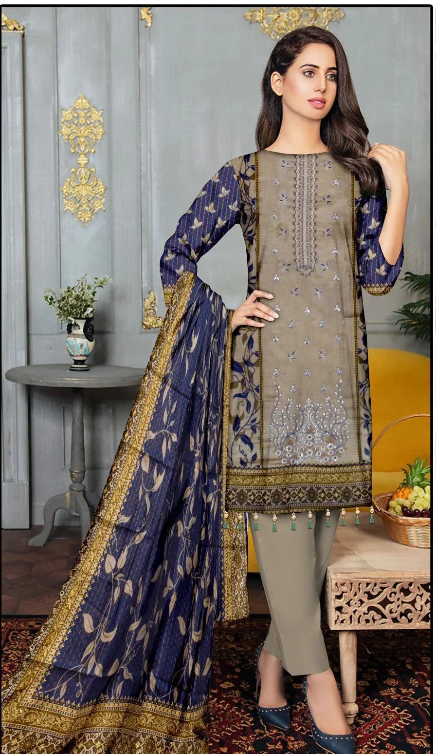 Eid special 3pc emb lawn  ES 526